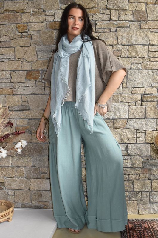 Basso Shirring Sailor Palazzo Pant Sage